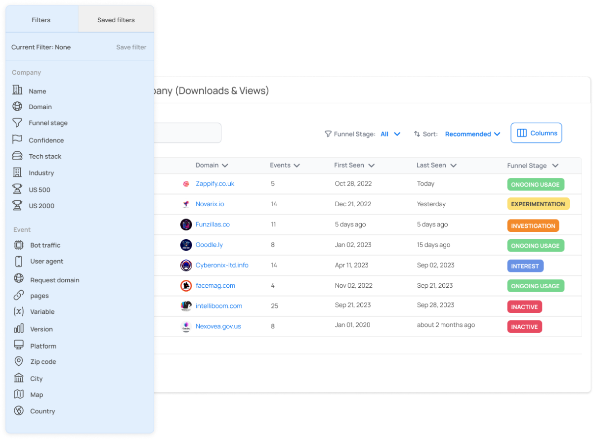Advanced data filtering